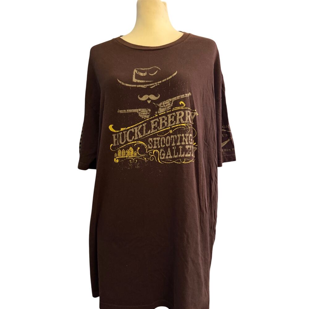 Huckleberry Shooting Gallery Graphic T Shirt Brown Western Cowboy Tee XXL